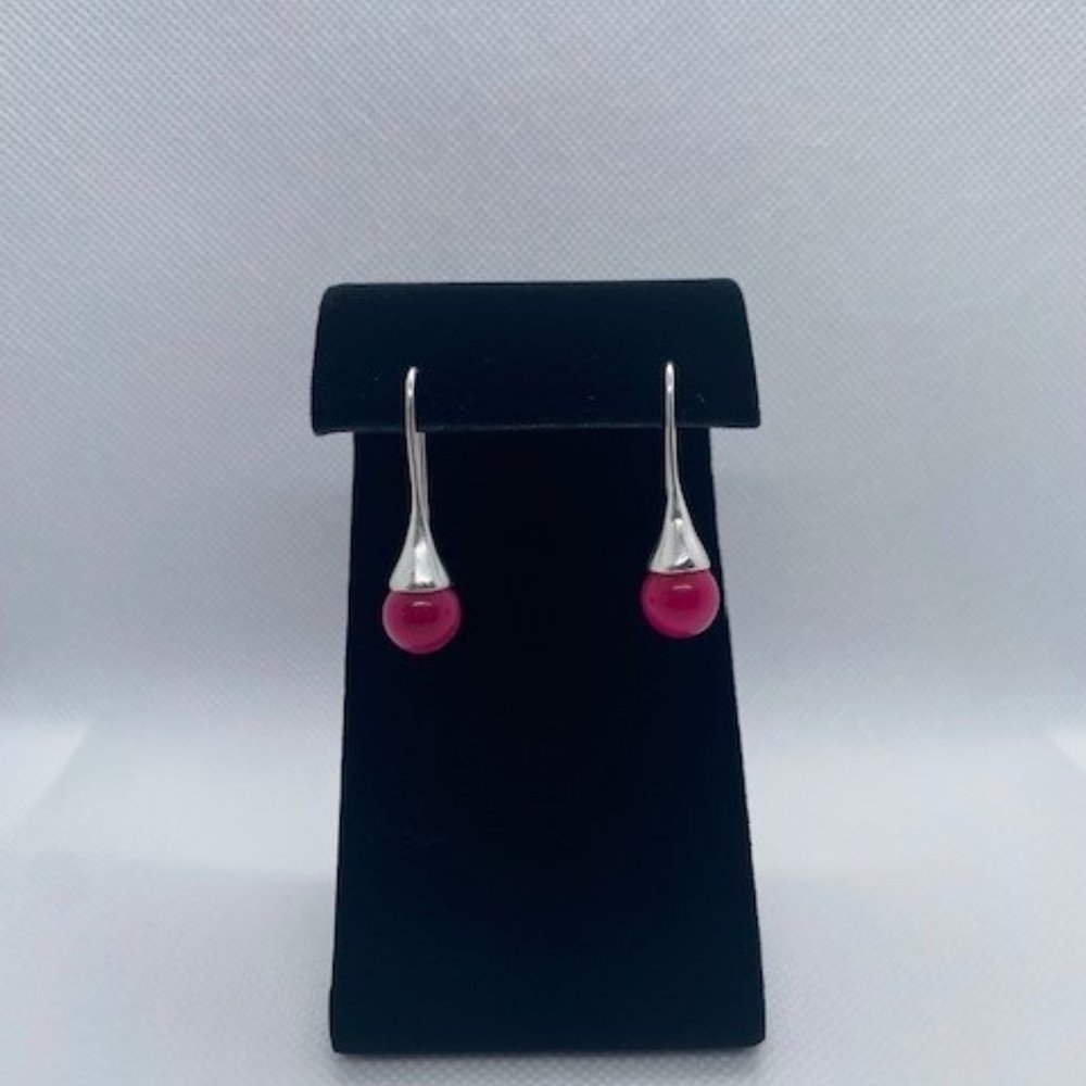 Vegetable Ivory Earrings- Fushia